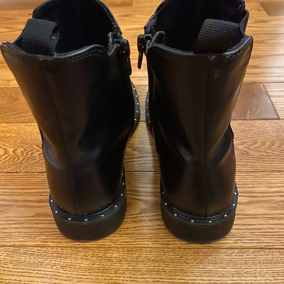 Girls Black Booties with Silver Stud Detail. - Picture 4 of 8